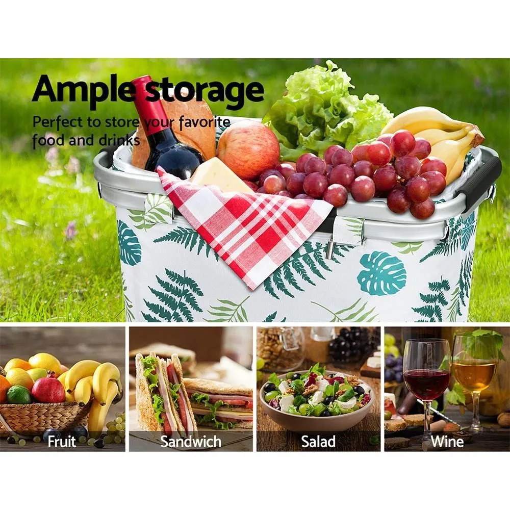 Alfresco Picnic Basket Folding Bag Hamper Insulated Food Storage