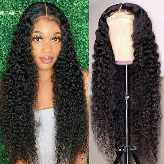 Alipop Deep Curly 4x4 HD Lace Closure Human Hair Wigs For Women