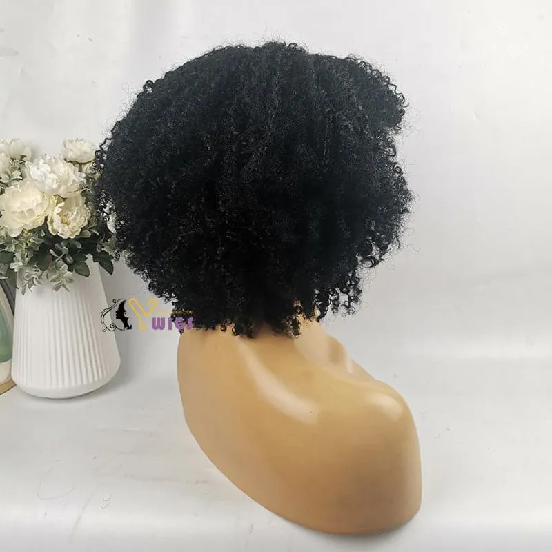 Amber Bangs Brazilian Kinky Curly 5x5 Lace Closure Bob Wig