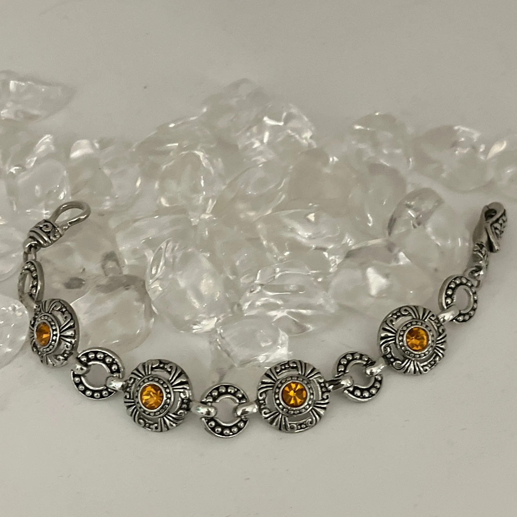 Amber Color Stone Magnetic Closure Bracelet