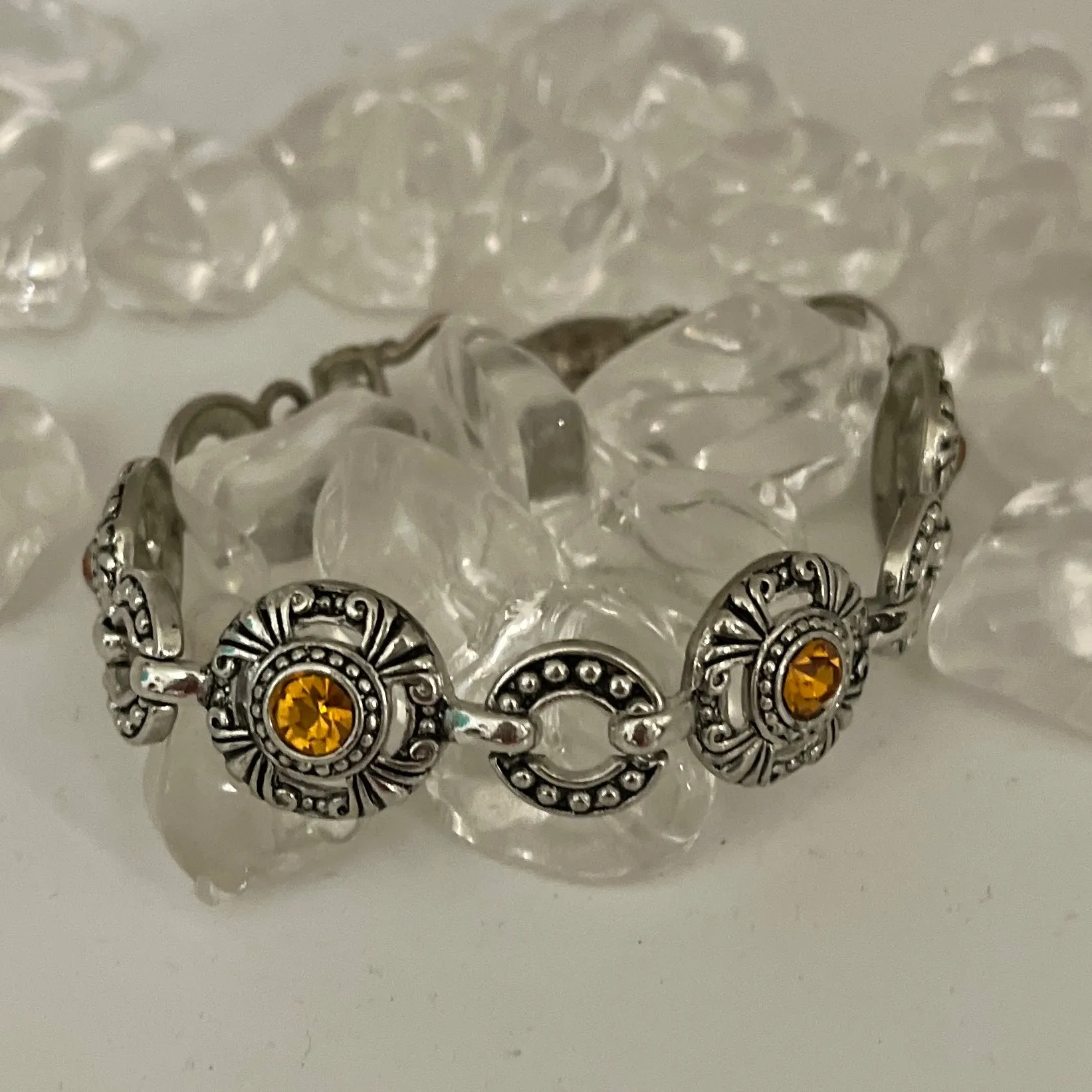 Amber Color Stone Magnetic Closure Bracelet