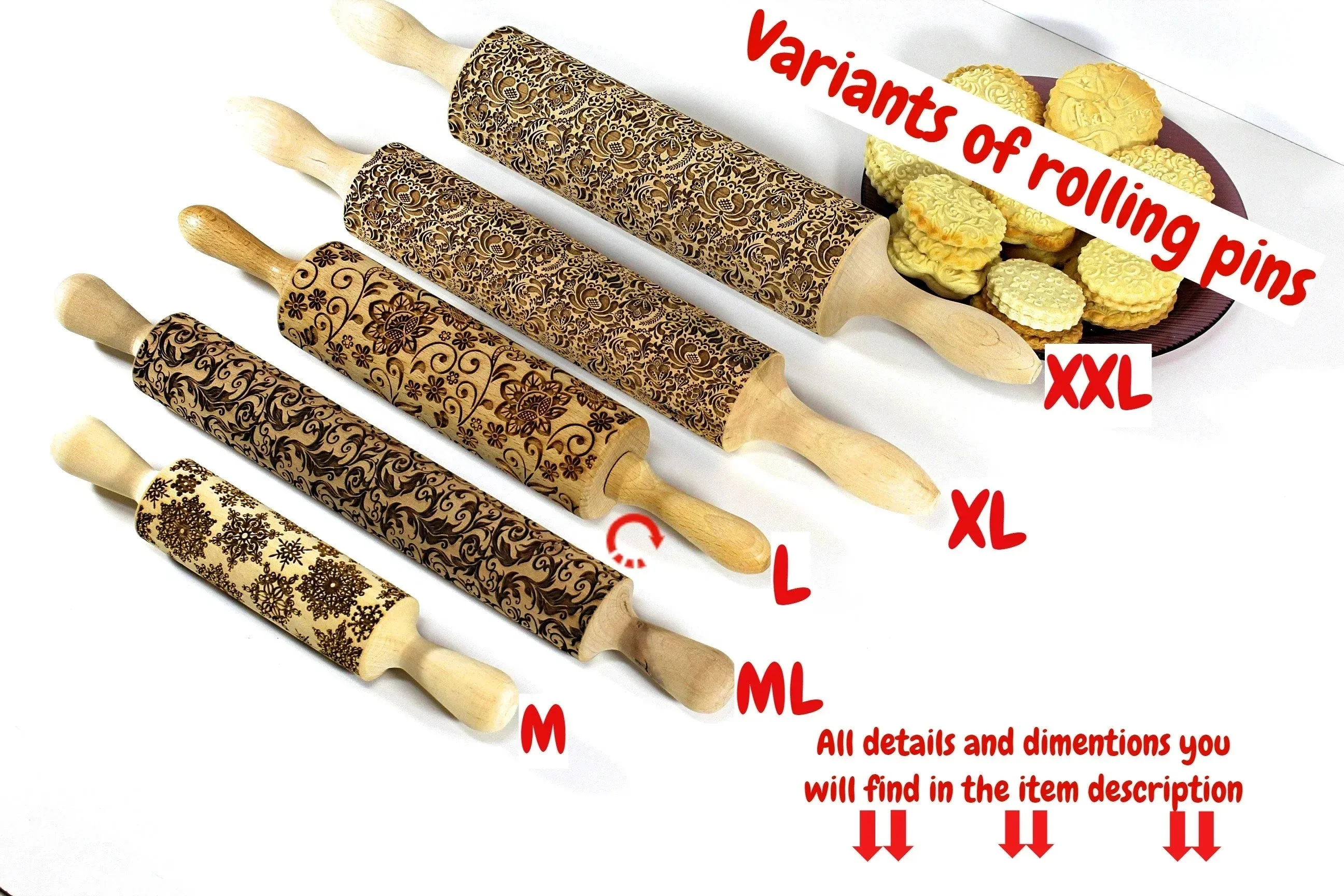 Anime Embossed Rolling Pin Sprites Texturing Tool for Cookies, Pottery or Ceramic, Clay Hand Roller, Christmas Gift for Baking Enthuziast