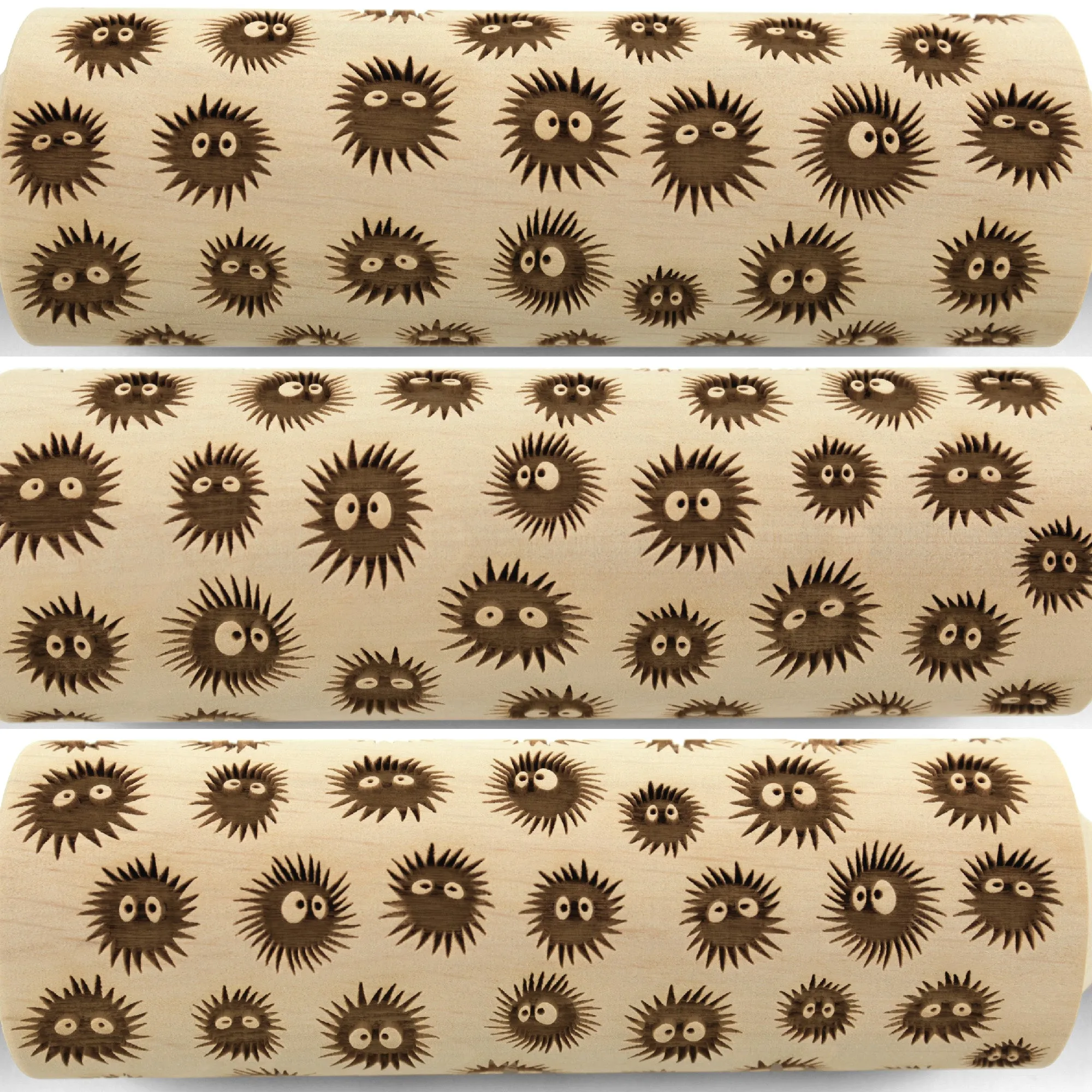 Anime Embossed Rolling Pin Sprites Texturing Tool for Cookies, Pottery or Ceramic, Clay Hand Roller, Christmas Gift for Baking Enthuziast