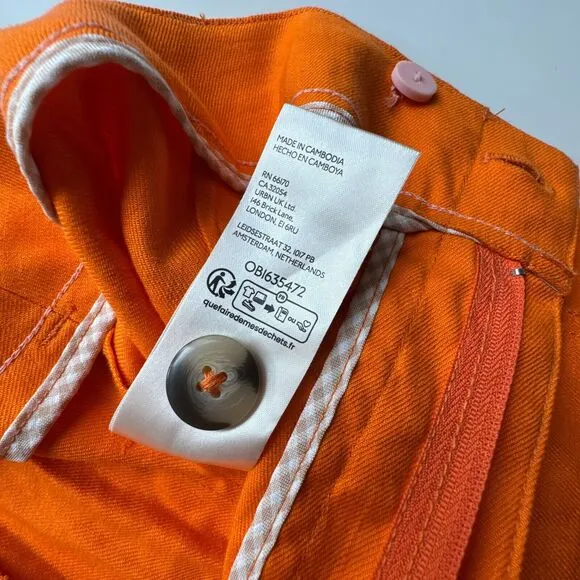 Anthropologie New Colette Shorts by Maeve Linen Edition Women’s Size 32 Orange