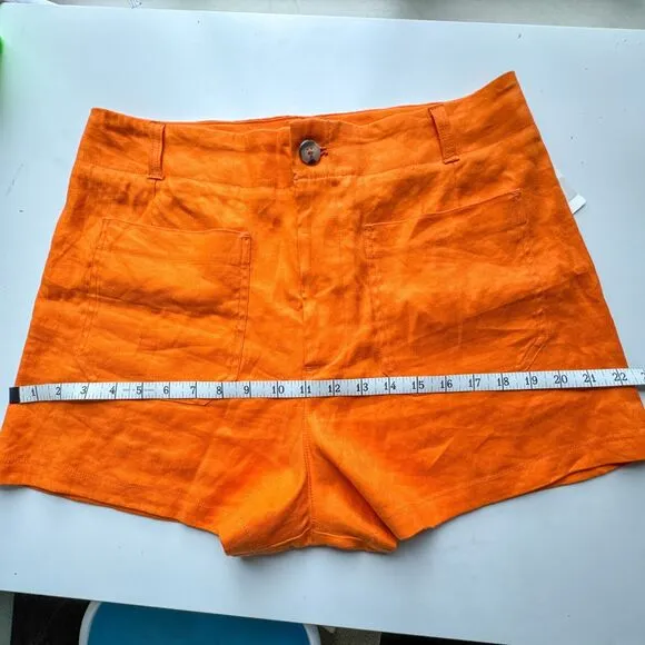 Anthropologie New Colette Shorts by Maeve Linen Edition Women’s Size 32 Orange