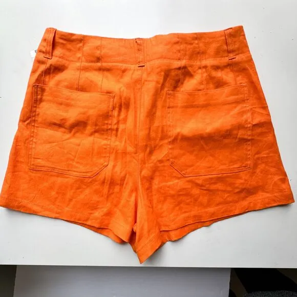 Anthropologie New Colette Shorts by Maeve Linen Edition Women’s Size 32 Orange
