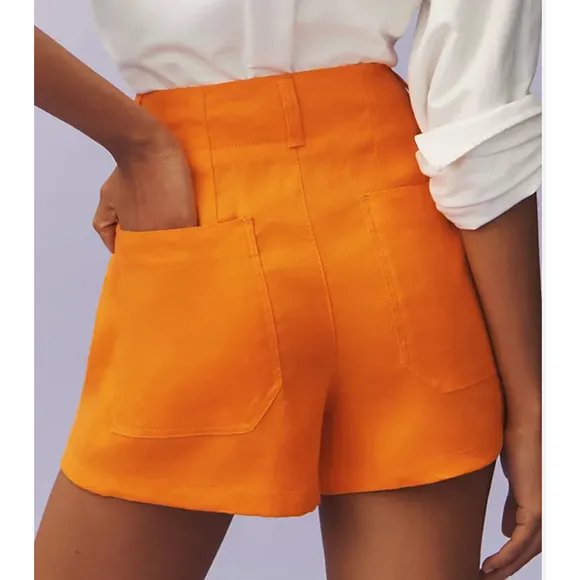Anthropologie New Colette Shorts by Maeve Linen Edition Women’s Size 32 Orange