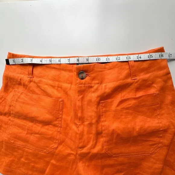 Anthropologie New Colette Shorts by Maeve Linen Edition Women’s Size 32 Orange