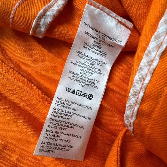 Anthropologie New Colette Shorts by Maeve Linen Edition Women’s Size 32 Orange