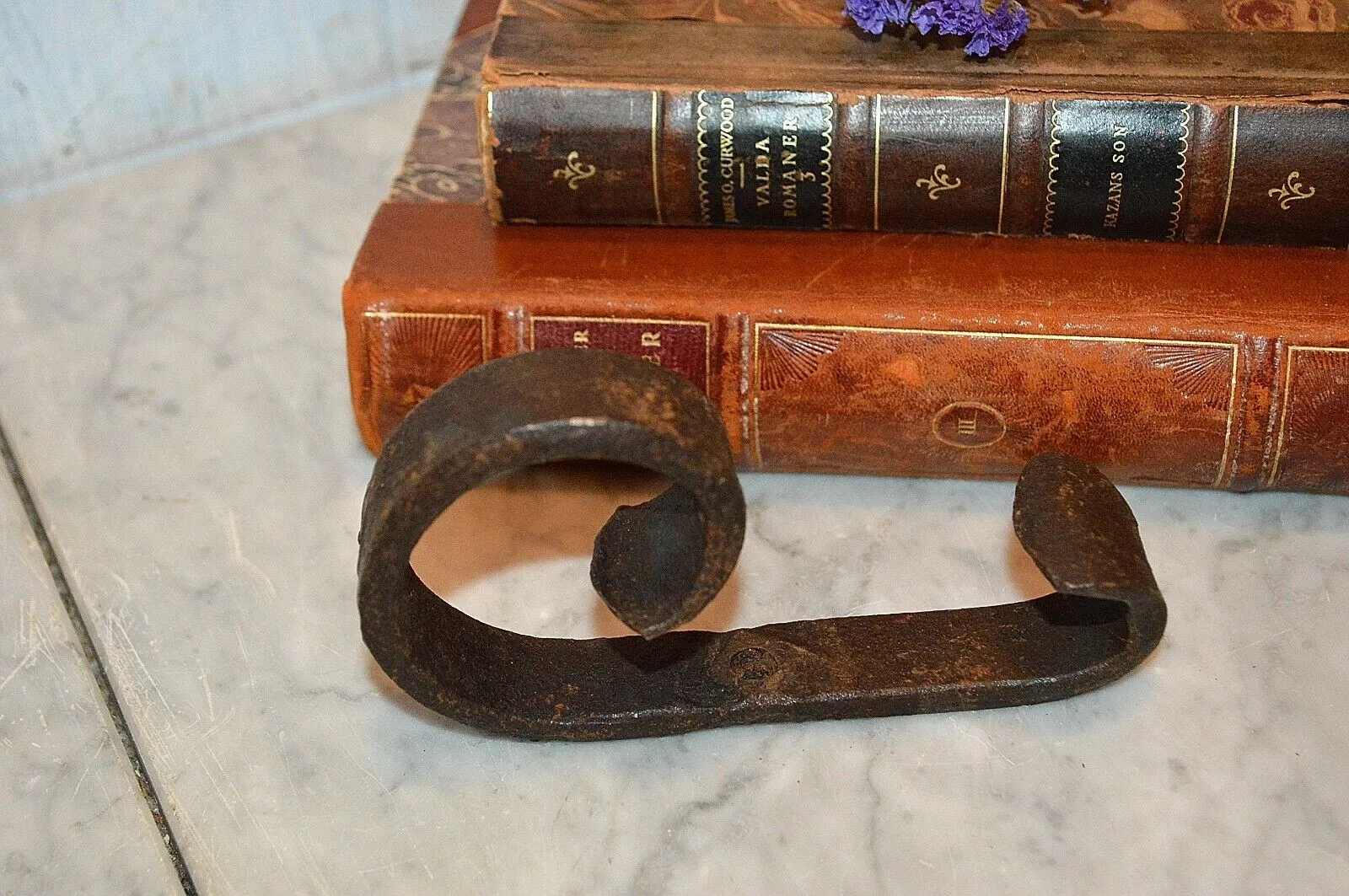 Antique French Hook Forged Cast Iron Coat Hat Bags