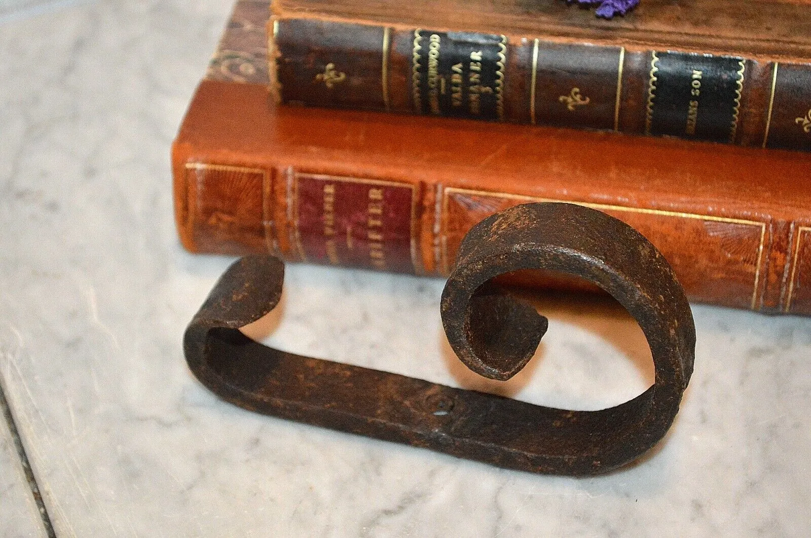 Antique French Hook Forged Cast Iron Coat Hat Bags