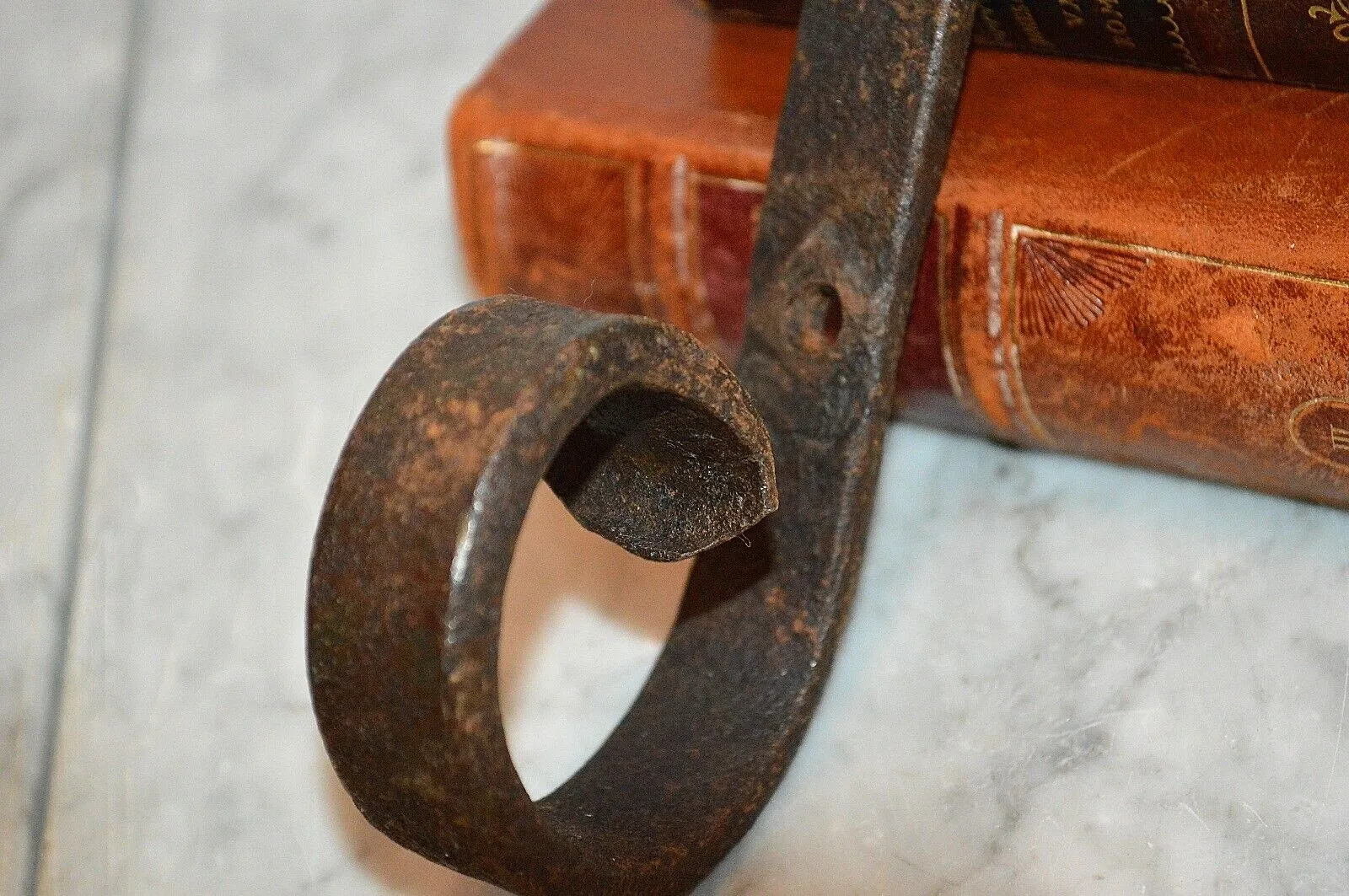 Antique French Hook Forged Cast Iron Coat Hat Bags