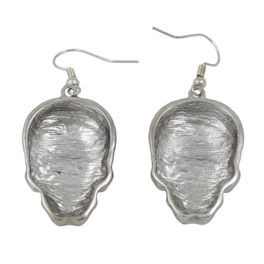 Antique Patterned Skull Dangling Pierced Earring - PF501E