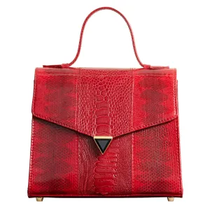 AVA SNAKESKIN & OSTRICH LEG TOP HANDLE BAG