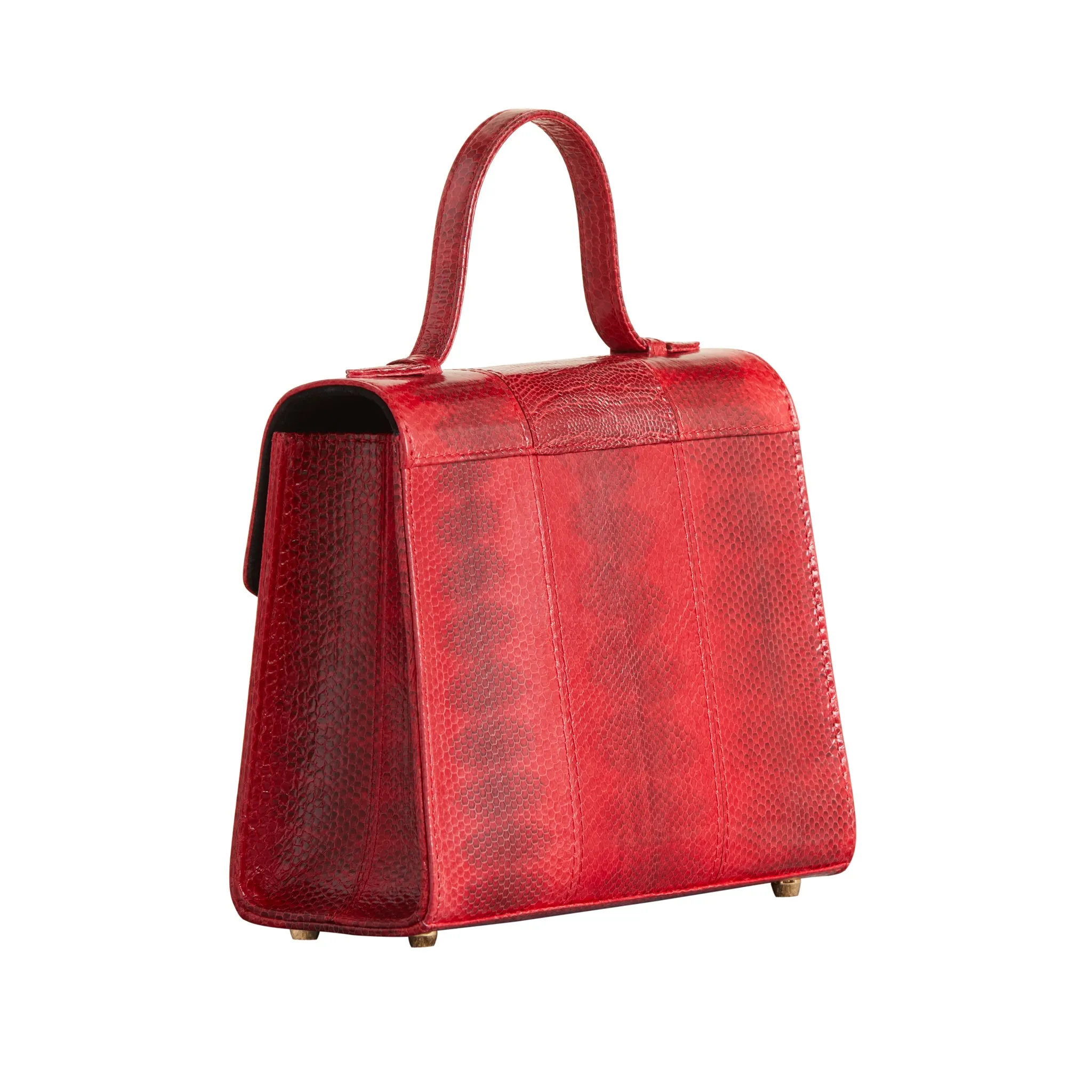 AVA SNAKESKIN & OSTRICH LEG TOP HANDLE BAG