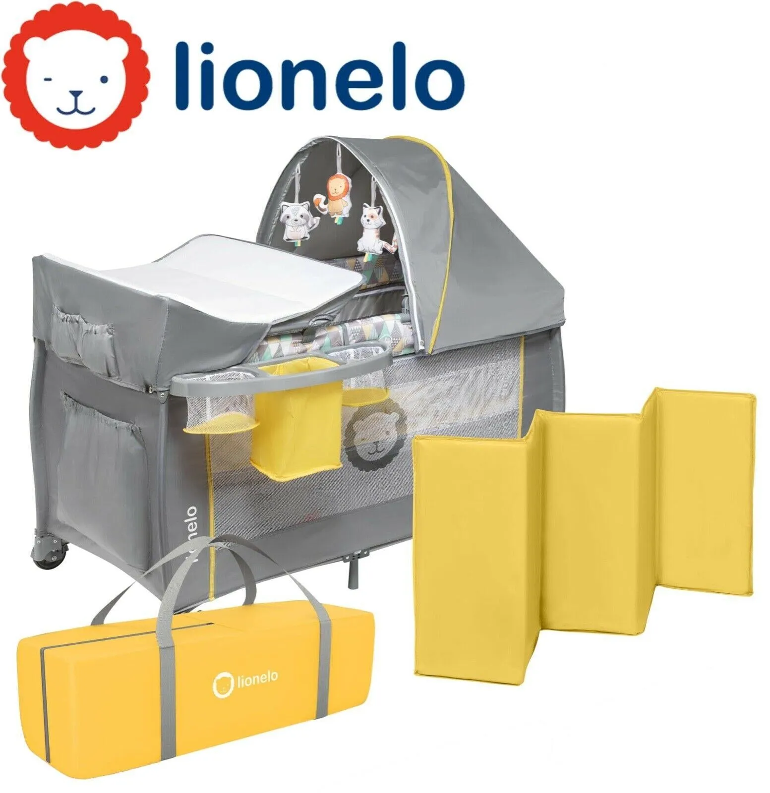 Baby bed toddler travel cot changing accessories SVEN LIONELO YELLOW SCANDI