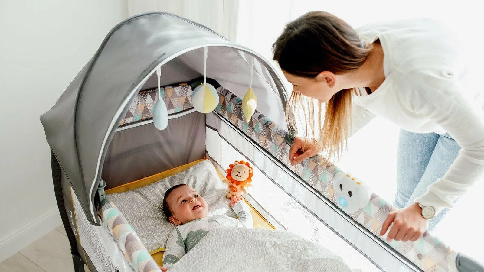 Baby bed toddler travel cot changing accessories SVEN LIONELO YELLOW SCANDI