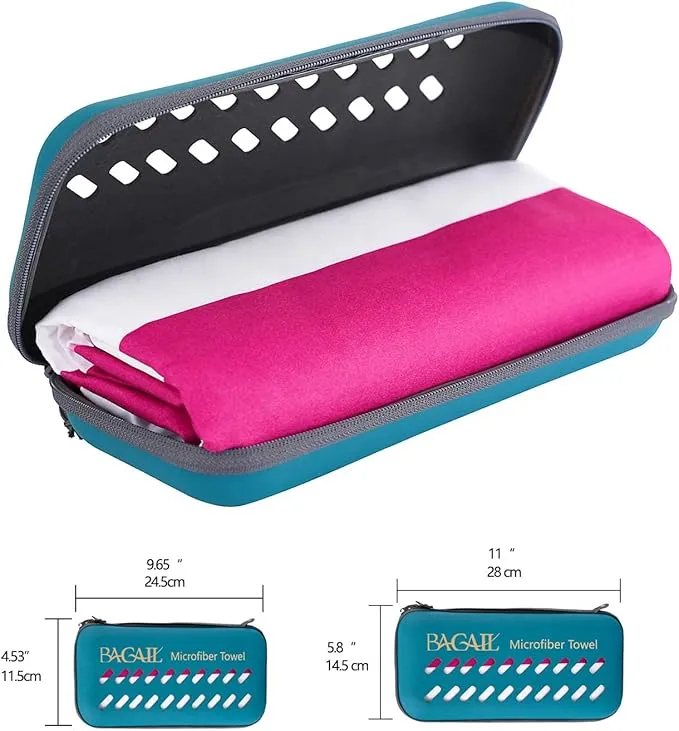 BAGAIL Camping Towel with EVA Case, Compact & Ultra Soft Microfiber Travel Towel - Super Absorbent & Lightweight Quick Dry Towels for Sports, Beach, Gym, Backpacking, Hiking and Yoga