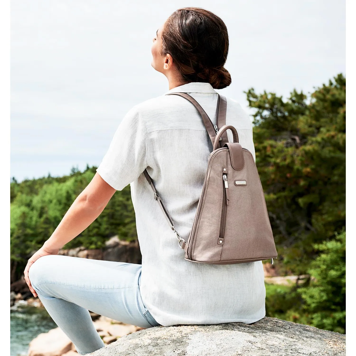 Baggallini Metro Backpack With RFID Phone Wristlet Modern Damask Nylon