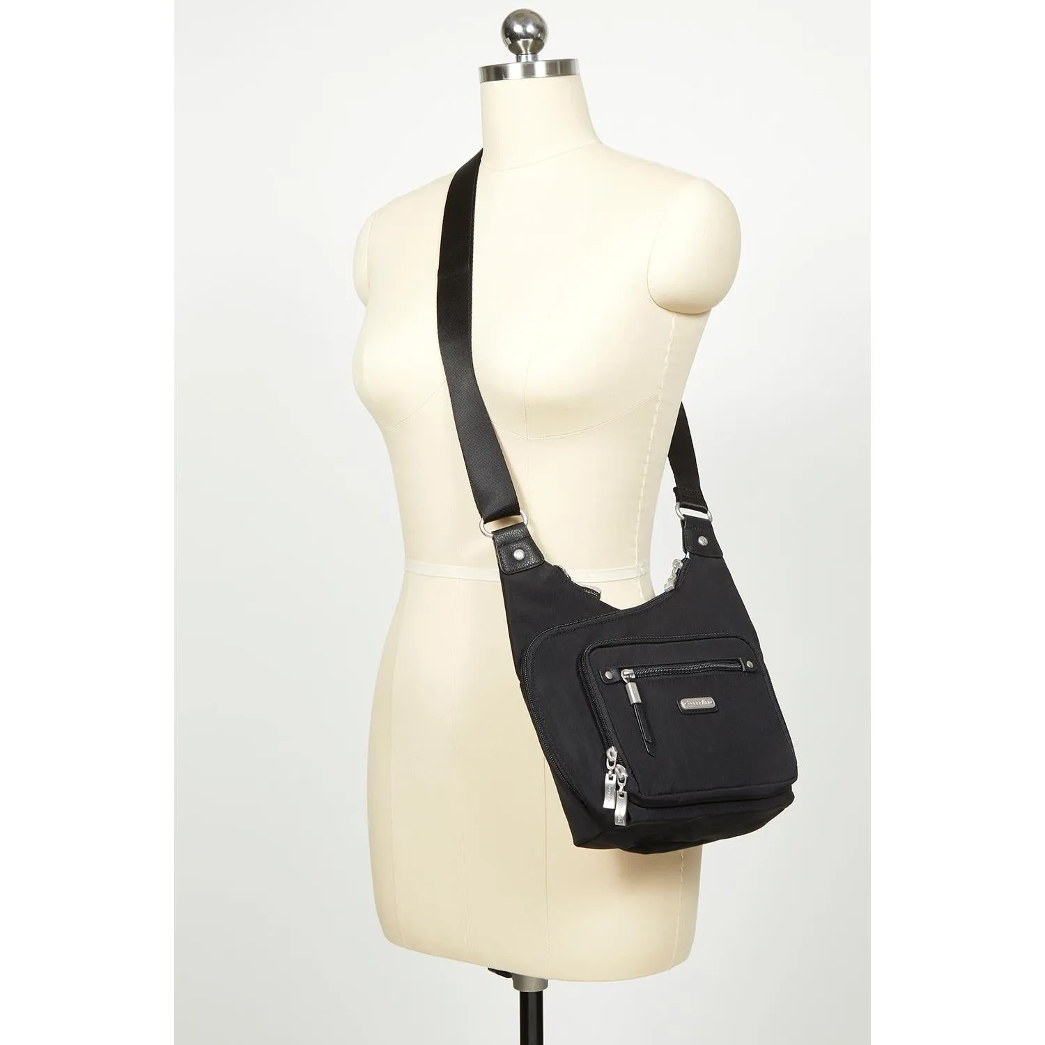 Baggallini RFID Cross City Bagg Sterling Shimmer Nylon