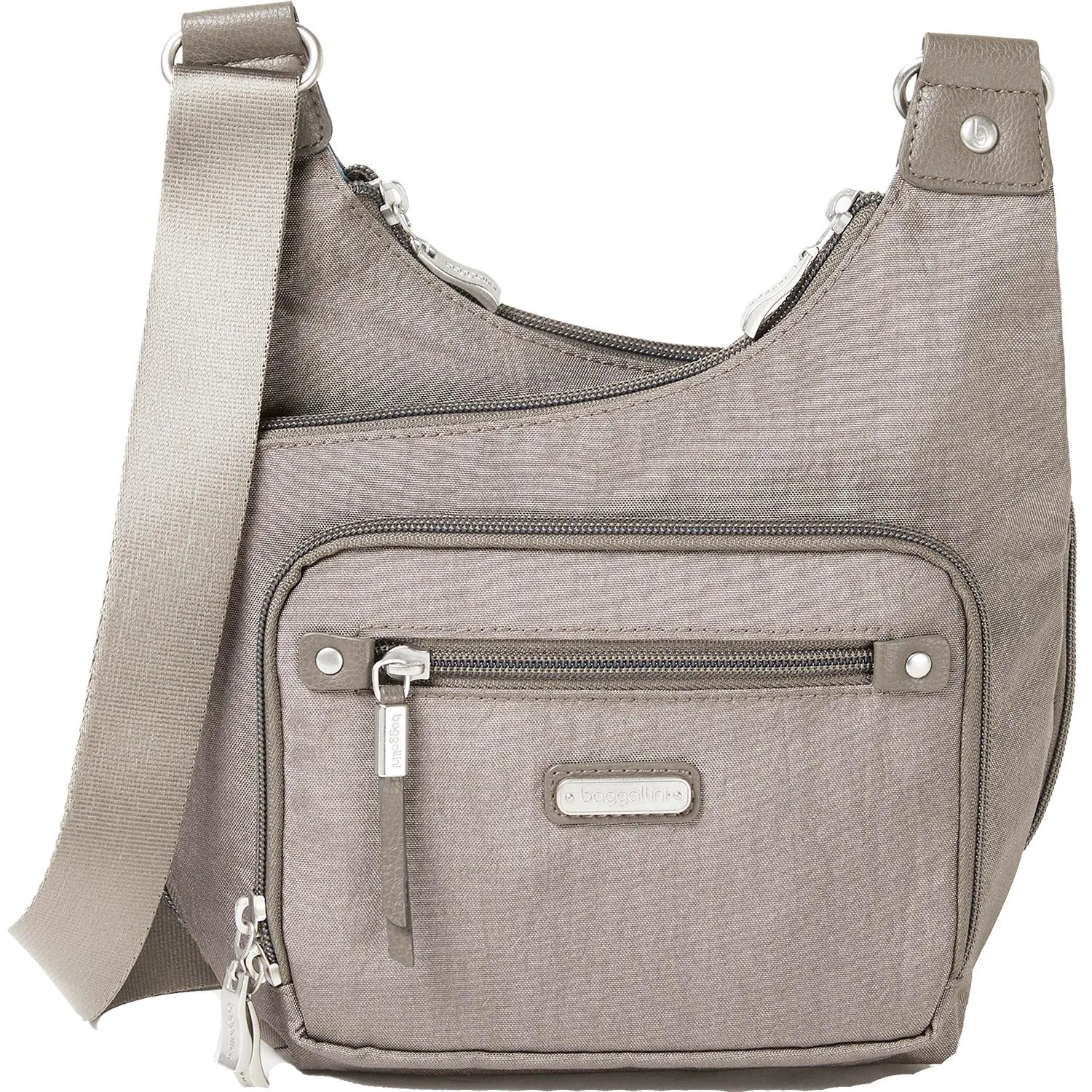 Baggallini RFID Cross City Bagg Sterling Shimmer Nylon