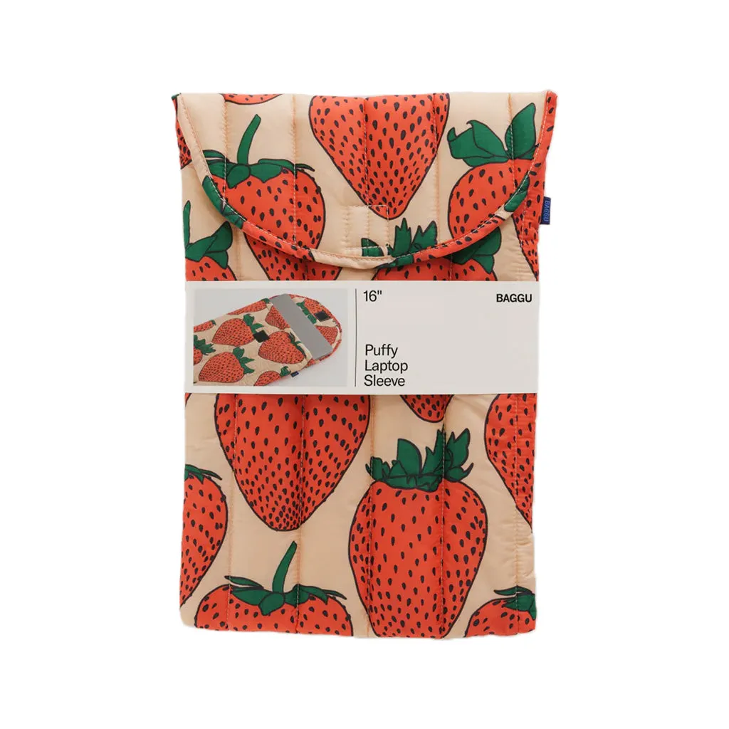 Baggu Puffy 16 inch Laptop Sleeve, Strawberry