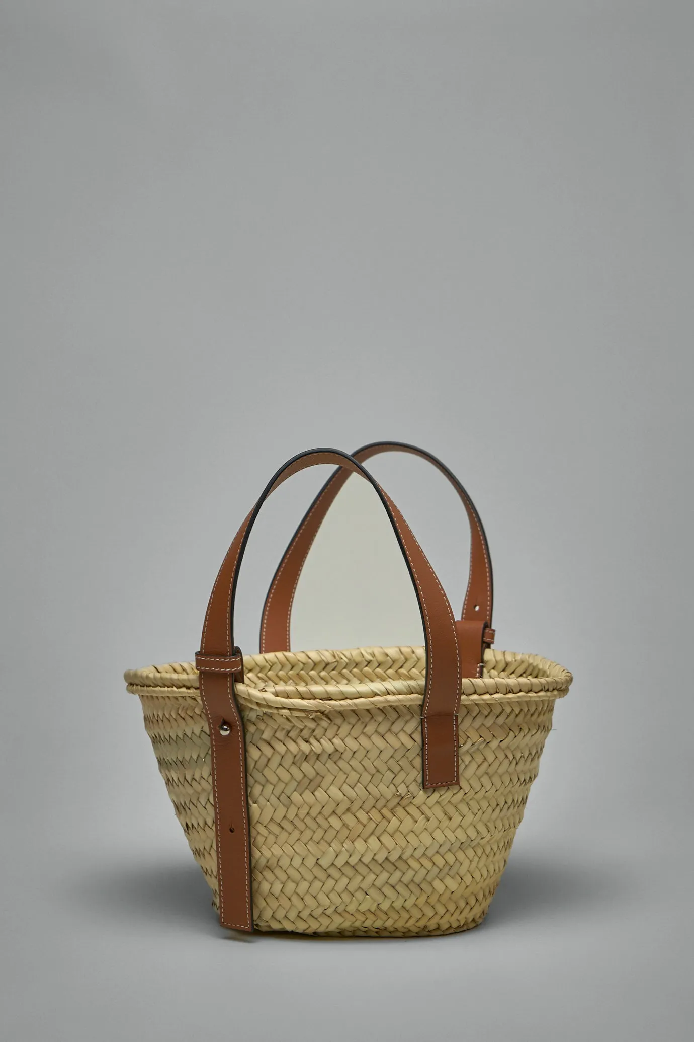 Basket Bag in Palm Leaf and Calfskin