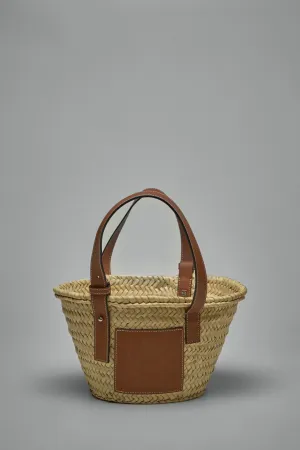 Basket Bag in Palm Leaf and Calfskin