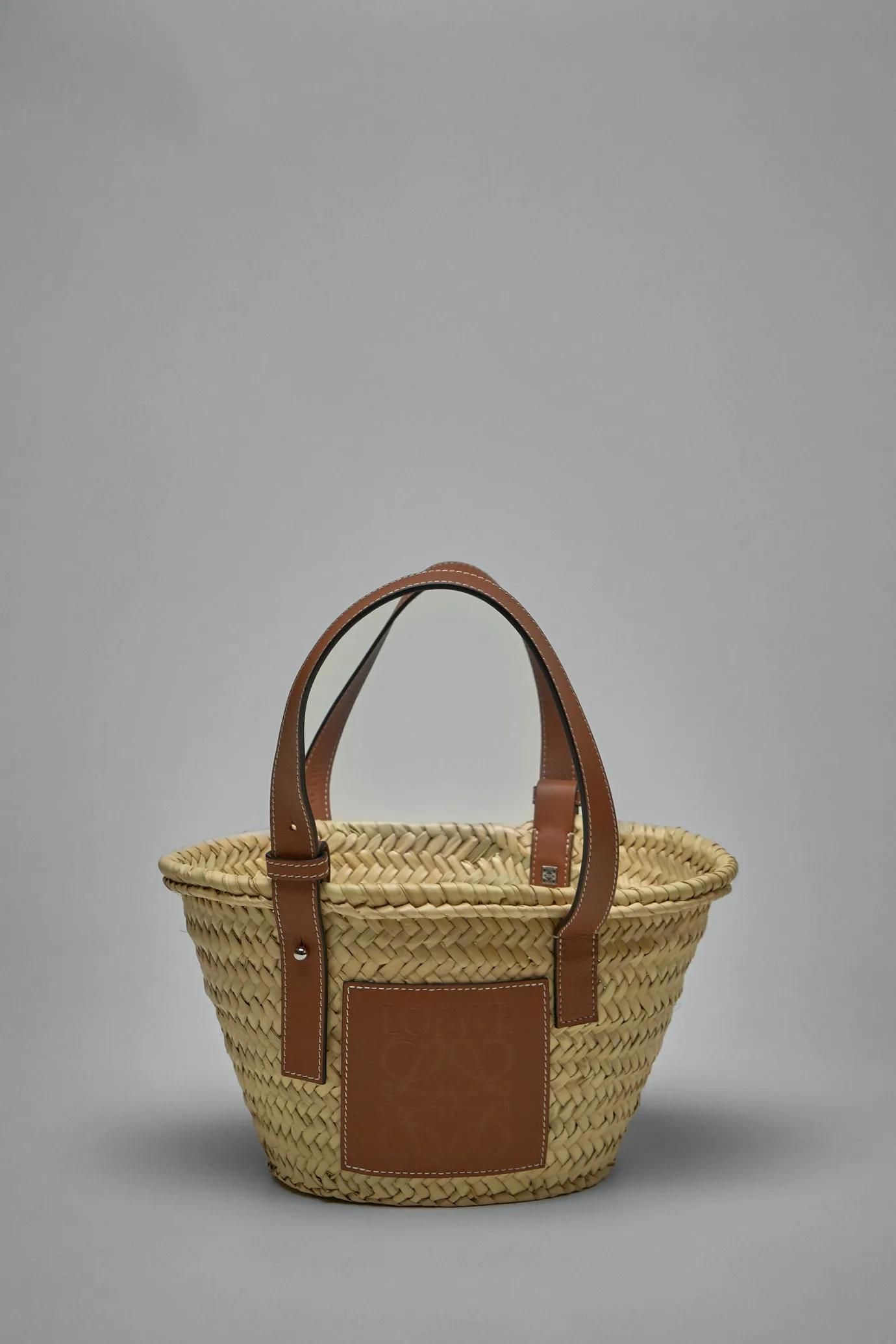 Basket Bag in Palm Leaf and Calfskin