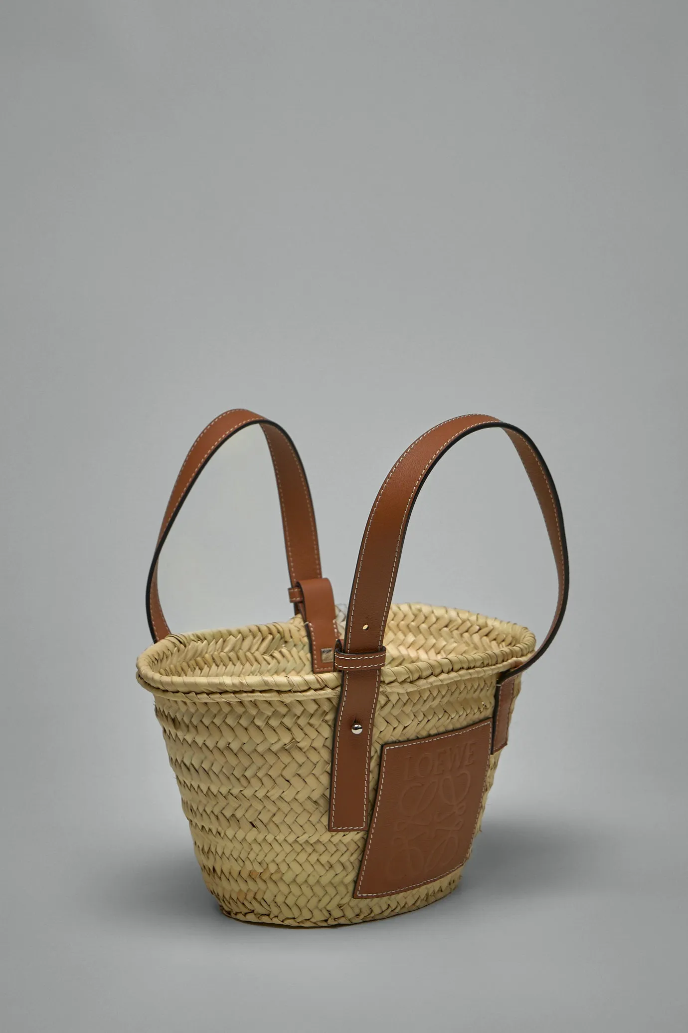 Basket Bag in Palm Leaf and Calfskin