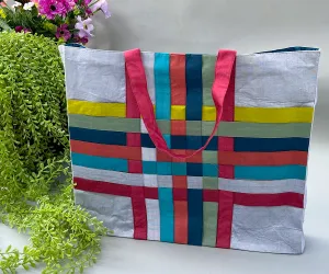Basket Weave Reversible Tote Bag