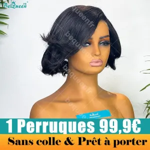 BeQueen 99,9€=1 perruques sans colle "Oksana" Perruque Customisée Bob Prêt à porter 4x4