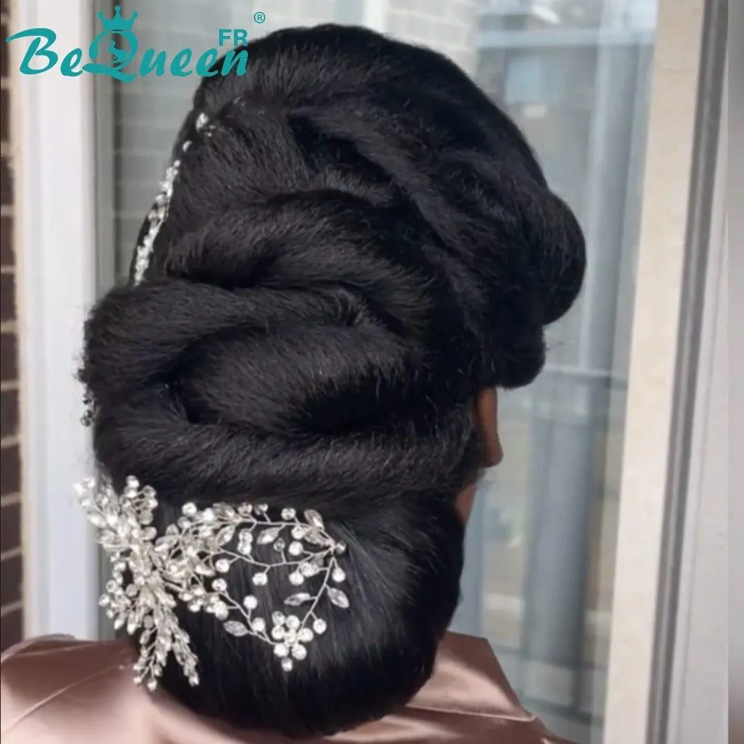 BeQueen “Collin” Perruque de mariage noir Chignon avec Lace Frontale 13x4