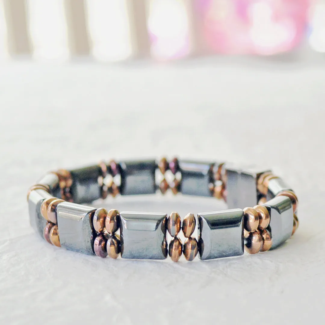 Black & Copper Hematite Magnetic Therapy Bracelet for Men