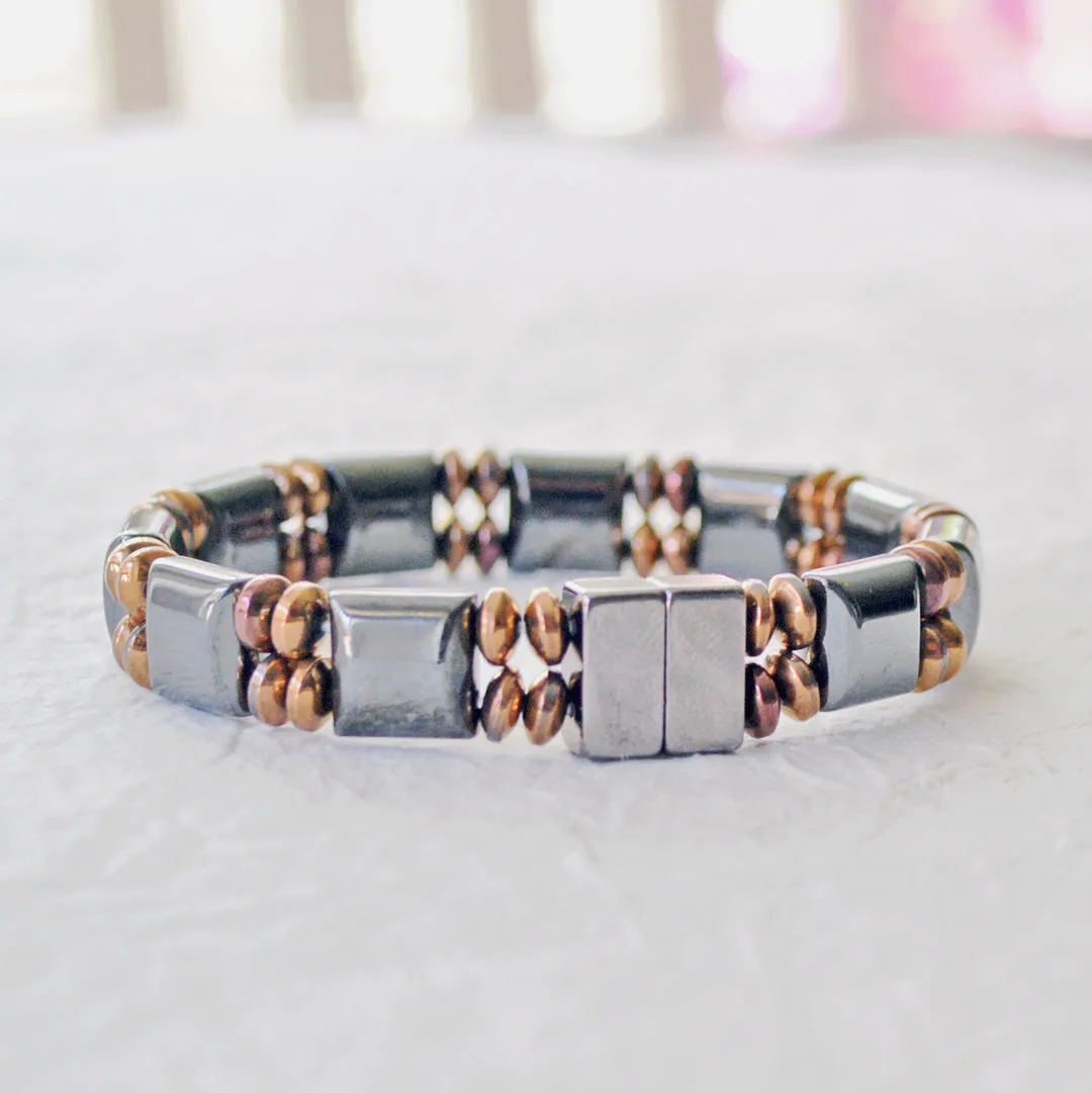 Black & Copper Hematite Magnetic Therapy Bracelet for Men
