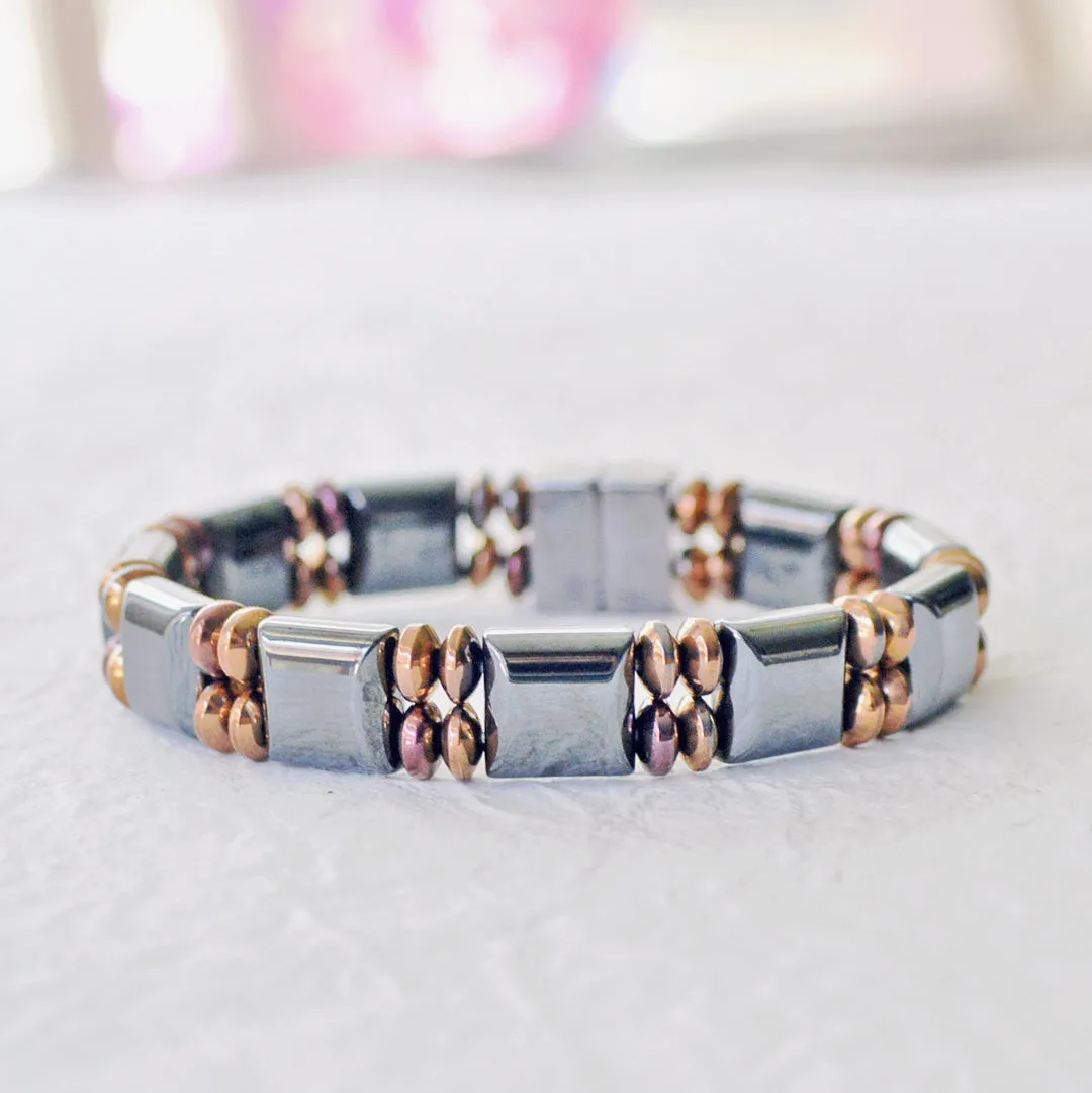 Black & Copper Hematite Magnetic Therapy Bracelet for Men