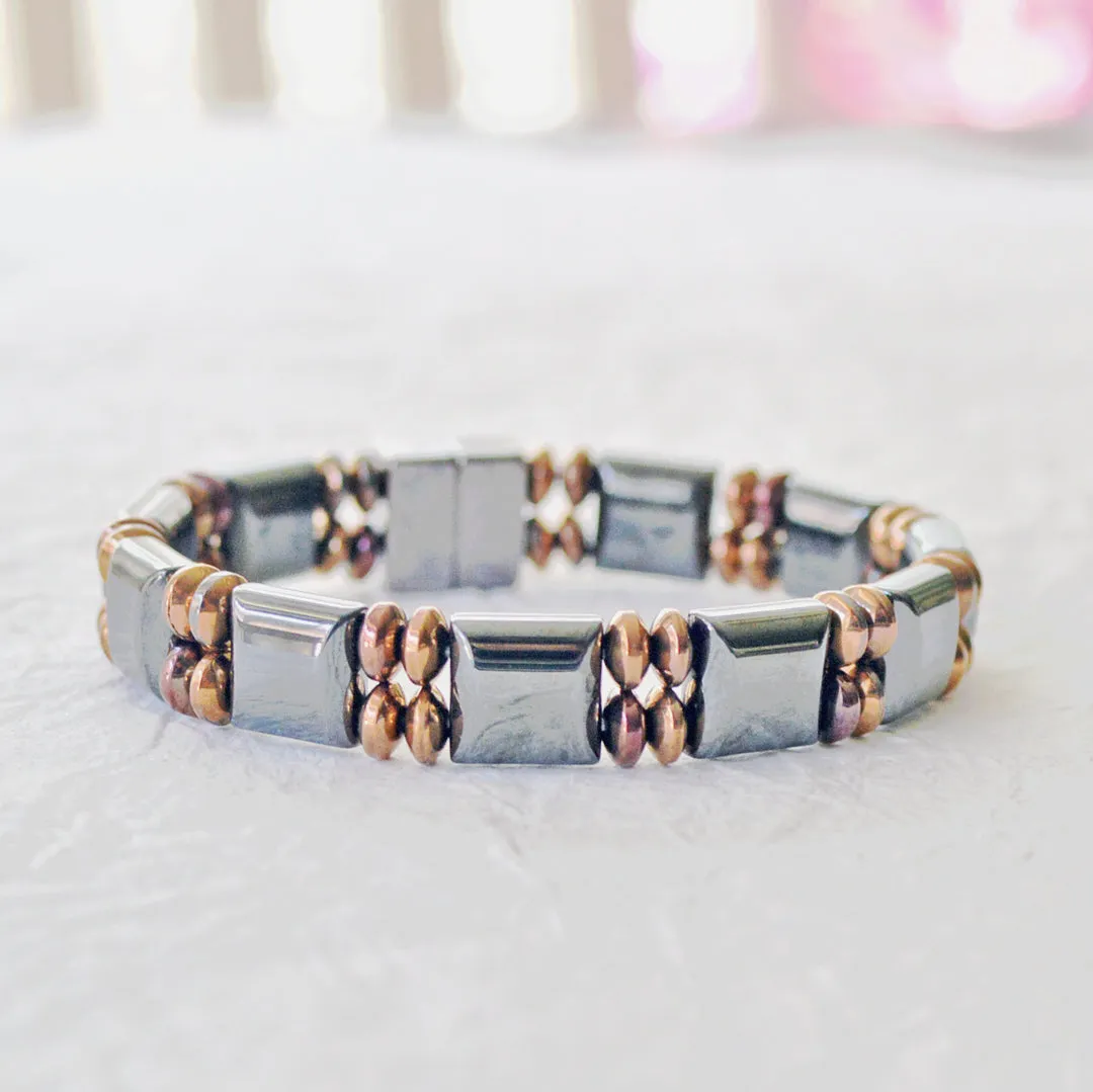 Black & Copper Hematite Magnetic Therapy Bracelet for Men