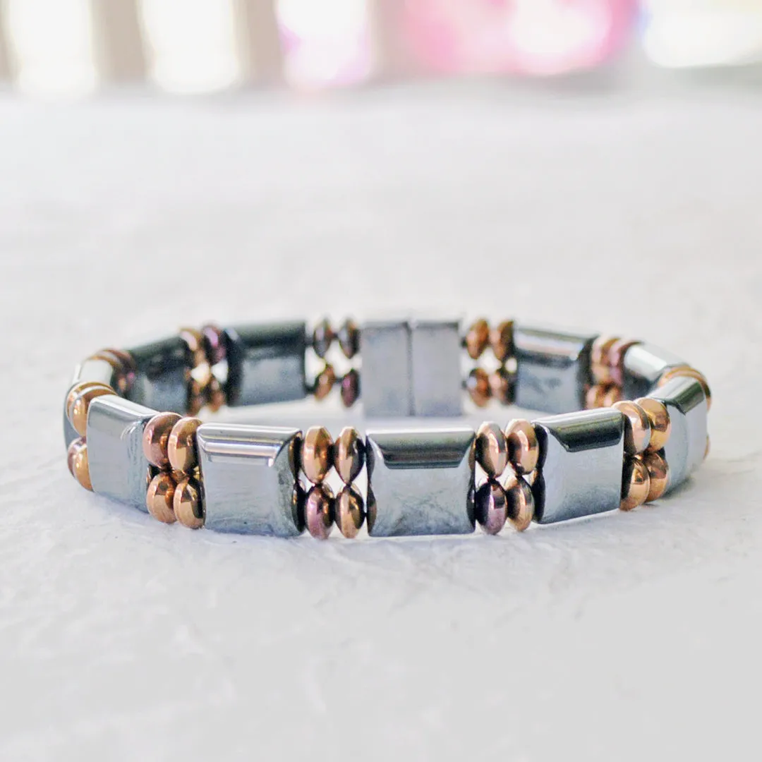 Black & Copper Hematite Magnetic Therapy Bracelet for Men
