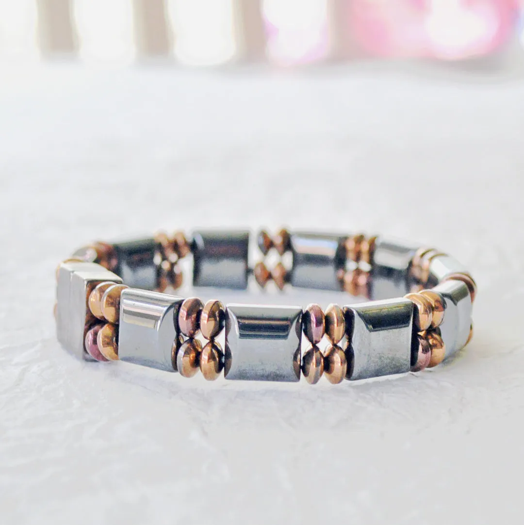 Black & Copper Hematite Magnetic Therapy Bracelet for Men