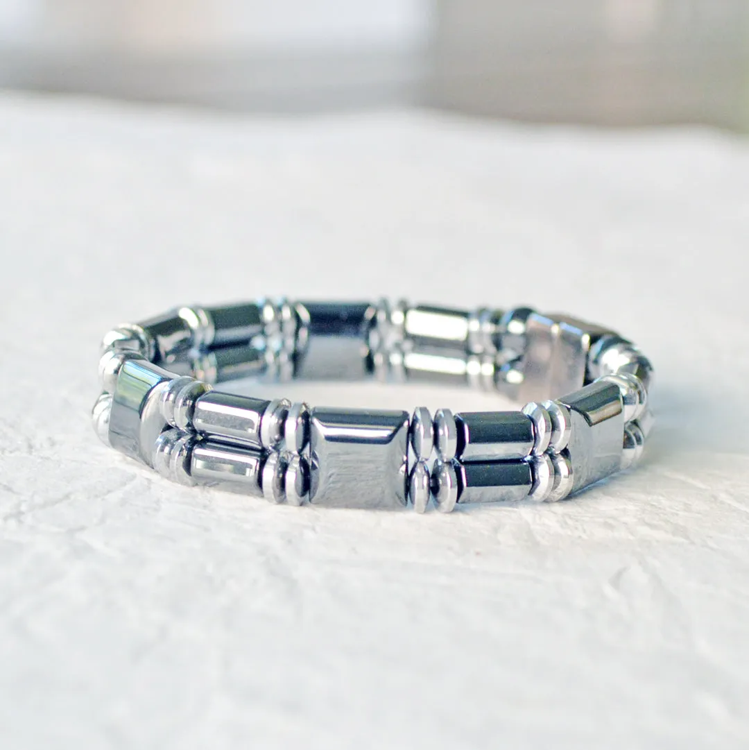 Black & Silver Metallic Magnetic Pain Relief Bracelet