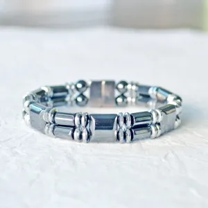 Black & Silver Metallic Magnetic Pain Relief Bracelet