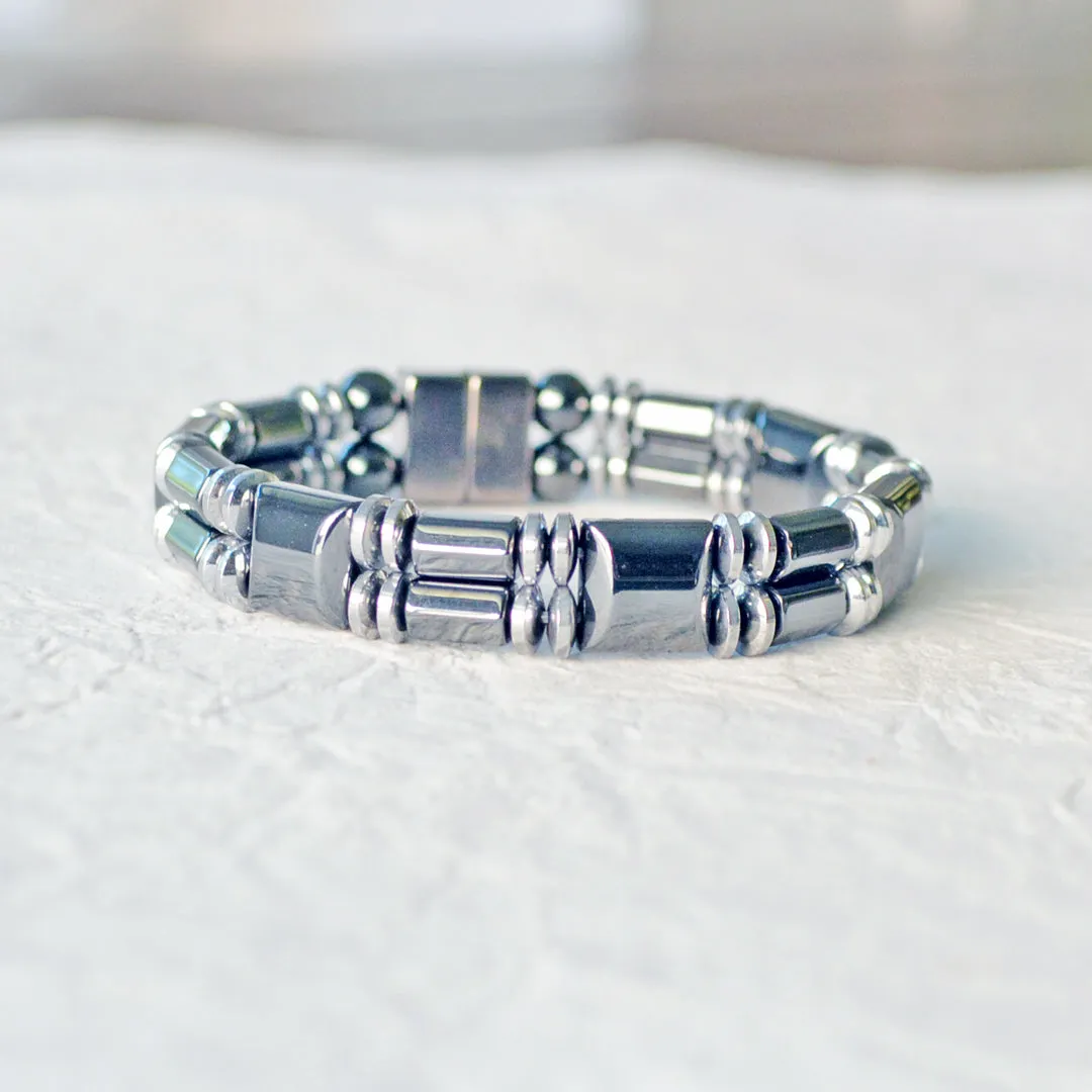 Black & Silver Metallic Magnetic Pain Relief Bracelet