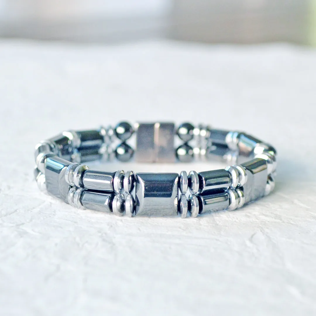 Black & Silver Metallic Magnetic Pain Relief Bracelet