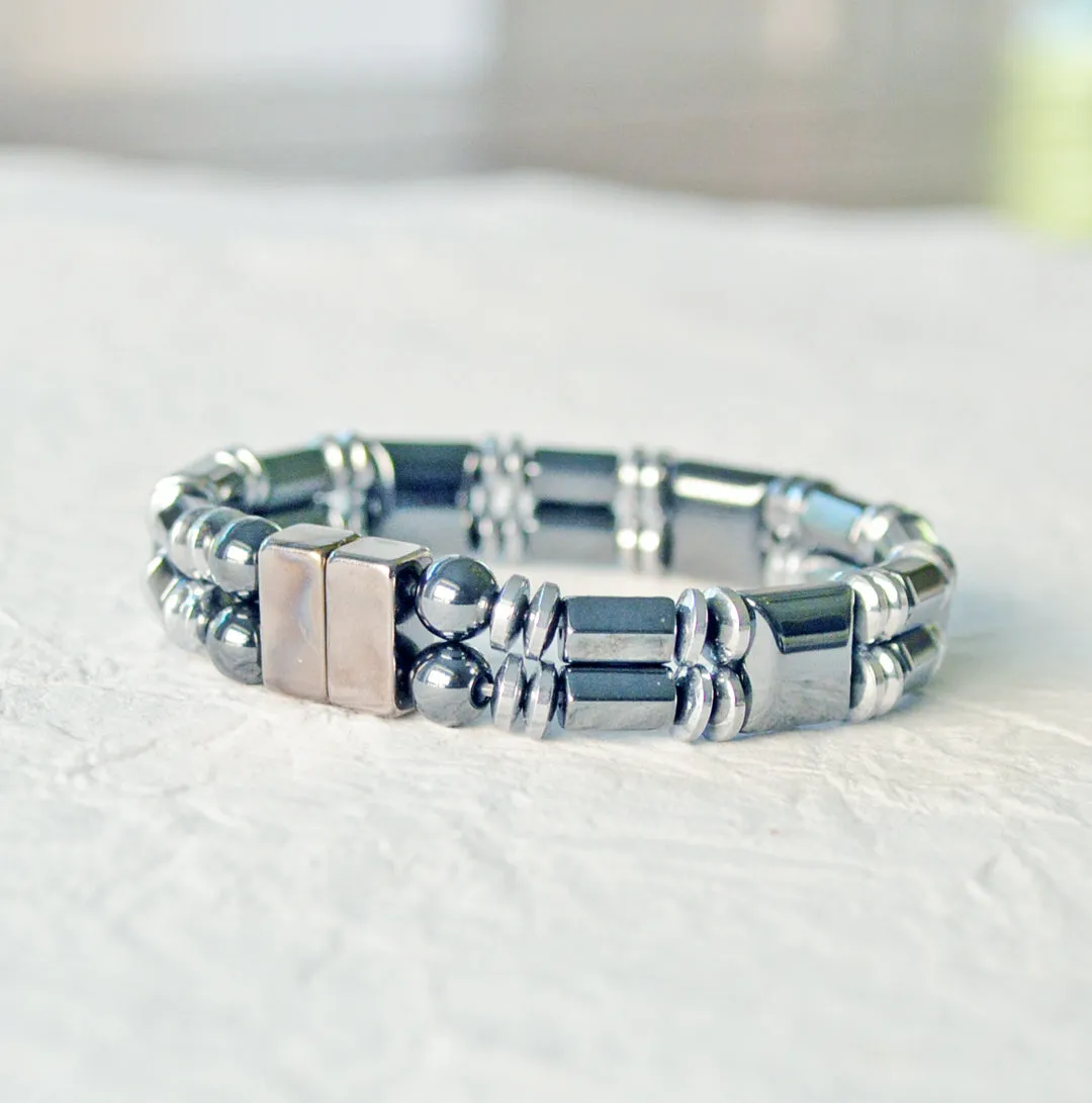 Black & Silver Metallic Magnetic Pain Relief Bracelet