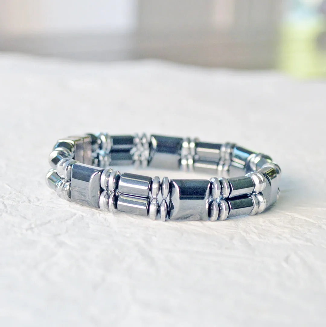 Black & Silver Metallic Magnetic Pain Relief Bracelet