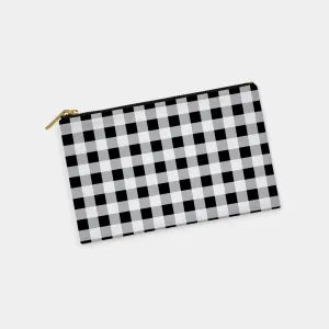 Black Gingham Personalized Zipper Pouch