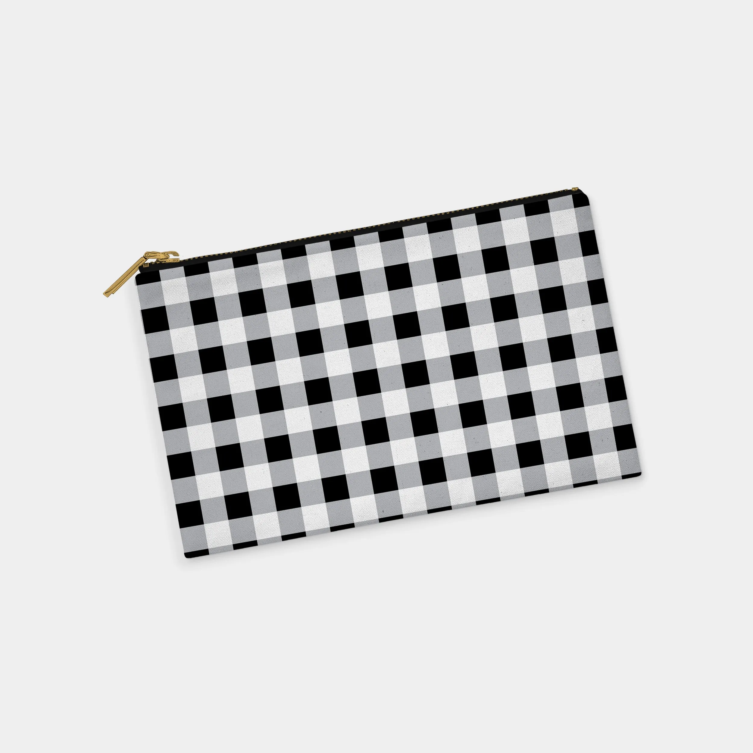 Black Gingham Personalized Zipper Pouch