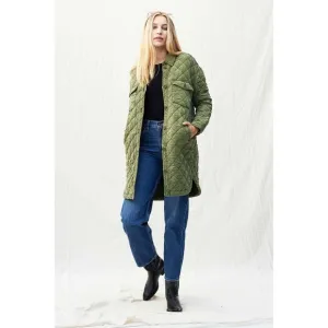 Blank NYC Shacket Happy Camper Green Quilted Jacket Size Small