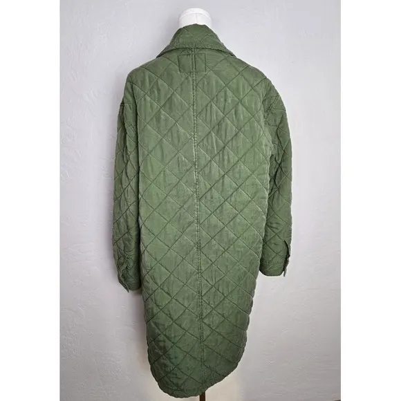 Blank NYC Shacket Happy Camper Green Quilted Jacket Size Small