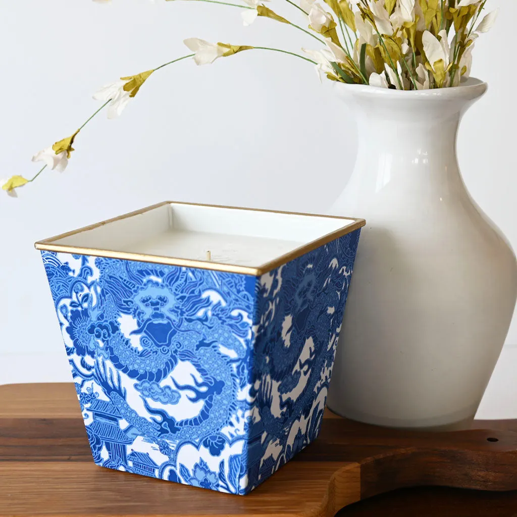 Blue & White Patterned Candle
